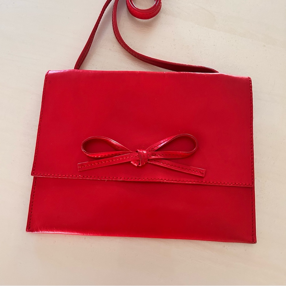 Gap cow leather red crossbody bag with bow